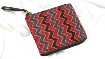 Ajrakh Square Wallet Red zigzag