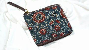 Ajrakh Square Wallet Blue
