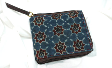 Ajrakh Square Wallet Blue