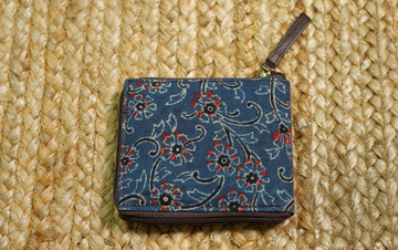 Ajrakh Square Wallet Blue
