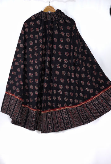 Black Ajrakh Cotton Skirt