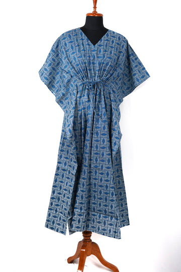 Zahira Printed Cotton Long Kaftan