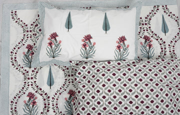 Jyotira Queen Size Bedsheet - Cotton Hand Block Print
