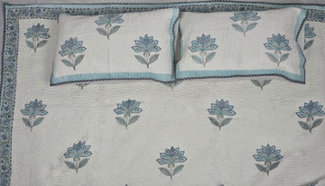 Pushpika Quilted Bedcover - Hand Block Print
