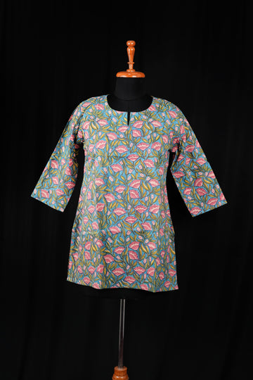 Nami Hand BlockPrint Cotton Short Kurti