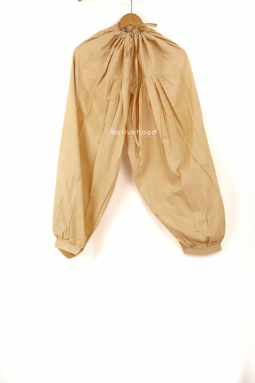 Indiya Pure Cotton Kurta Salwar Pant With Gathering In Bottom Beige