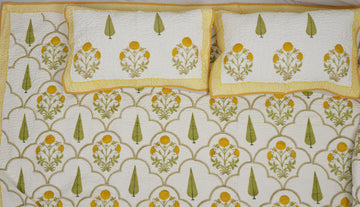 Chakraani Quilted Bedcover - Hand Block Print