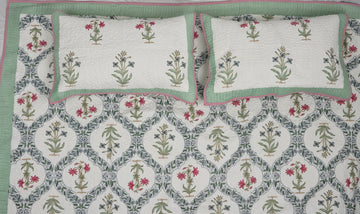 Mugdha Quilted Bedcover - Hand Block Print