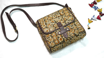 Mustard Print Flap Sling Bag