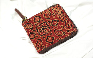 Ajrakh Square Wallet Red Traditional