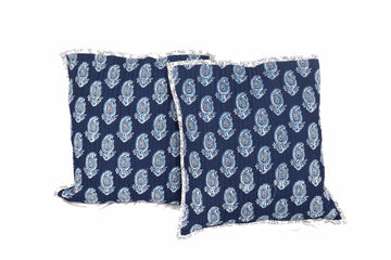 Hastkaar Quilted Cushion Cover Mul Cotton Indigo