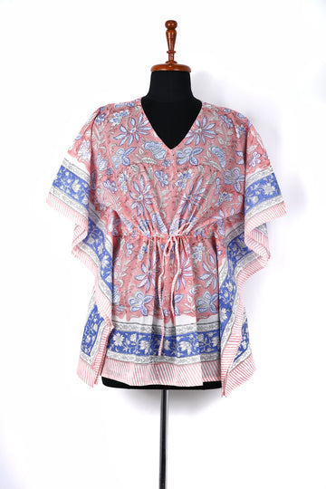 Ishara Hand Block Print Mul Cotton Short Kaftan