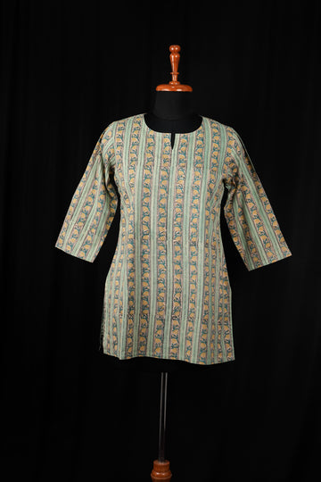 Pista Hand BlockPrint Cotton Short Kurti