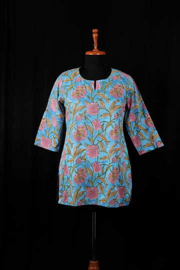 Velah Hand BlockPrint Cotton Short Kurti