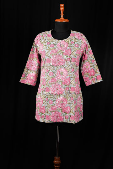 Sundari Hand BlockPrint Cotton Short Kurti