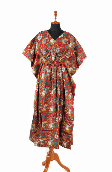 Ayna Printed Cotton Long Kaftan