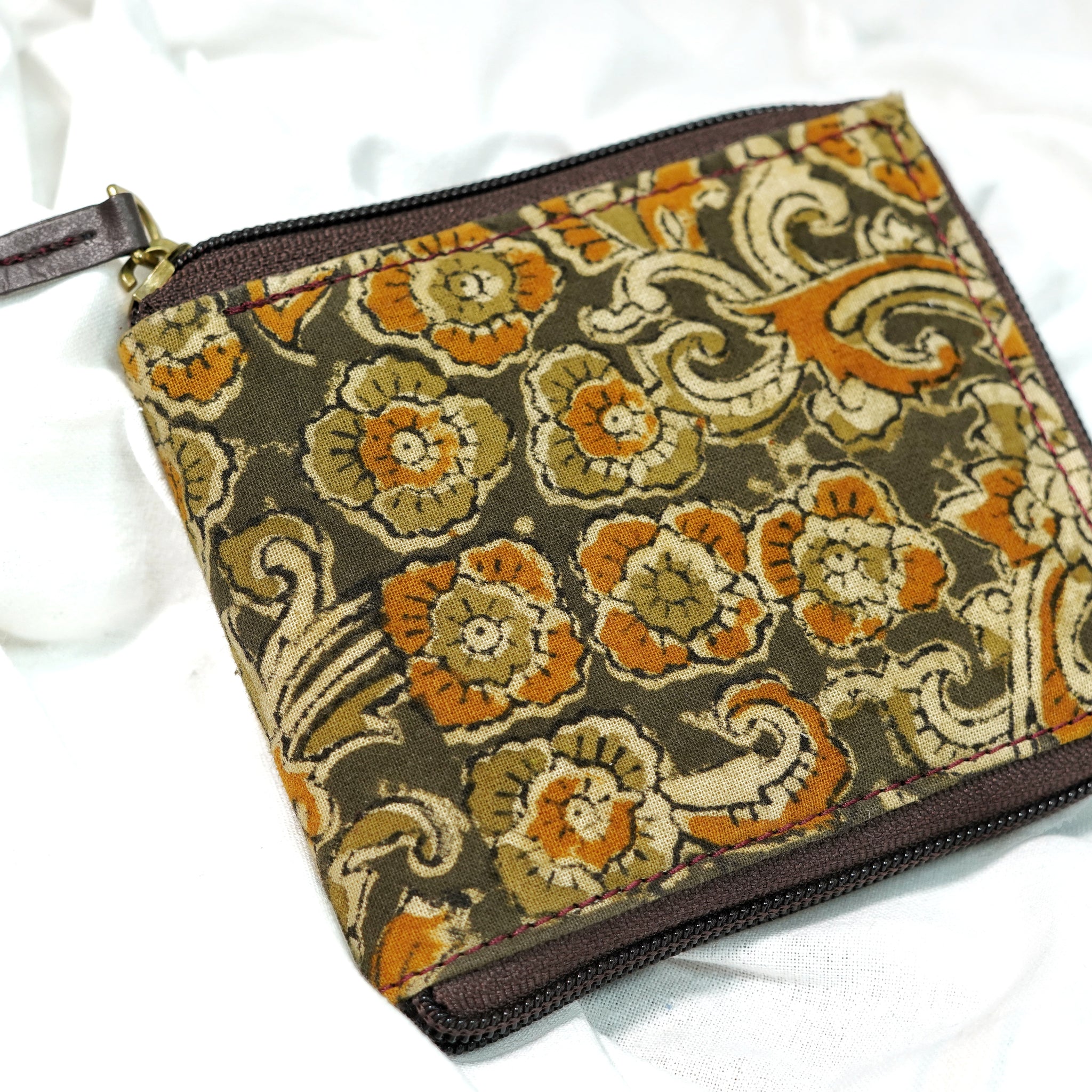 Kalamkari Square Wallet Green