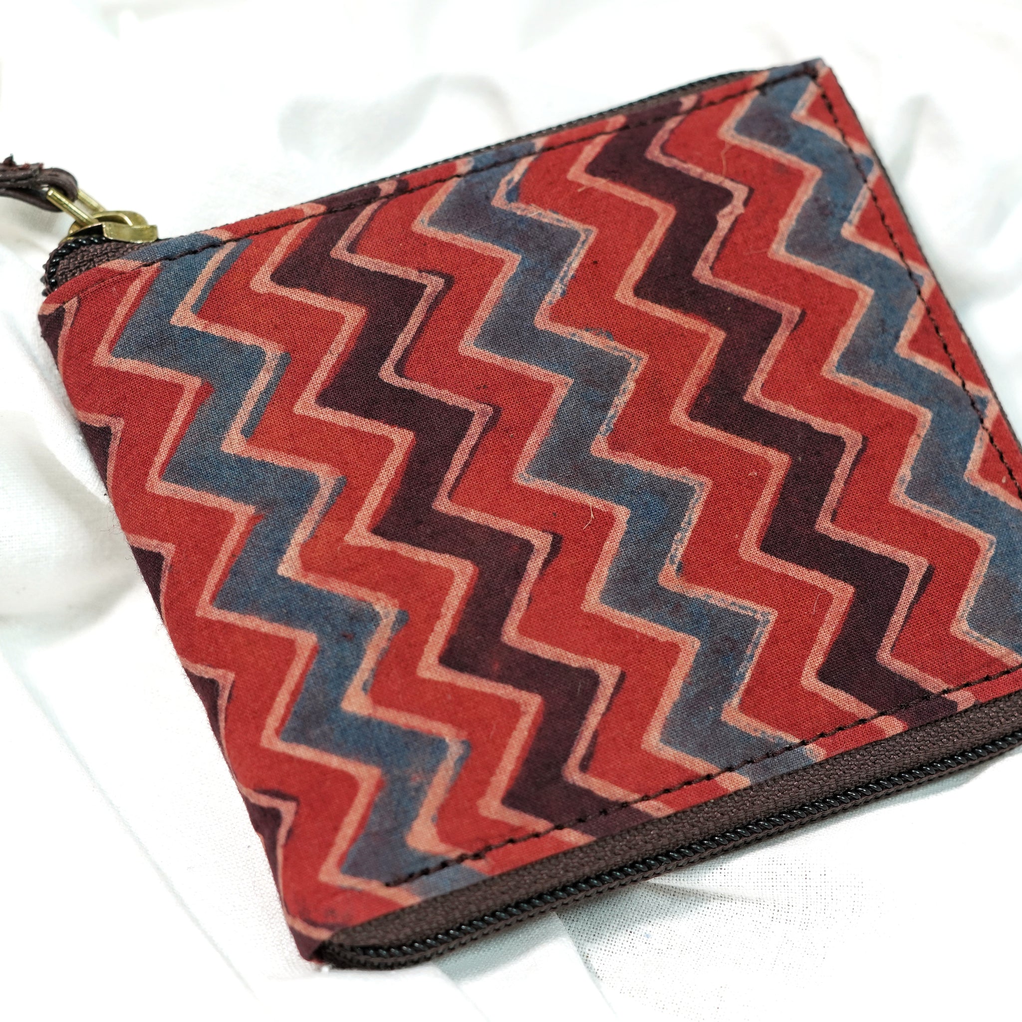 Ajrakh Square Wallet Red zigzag
