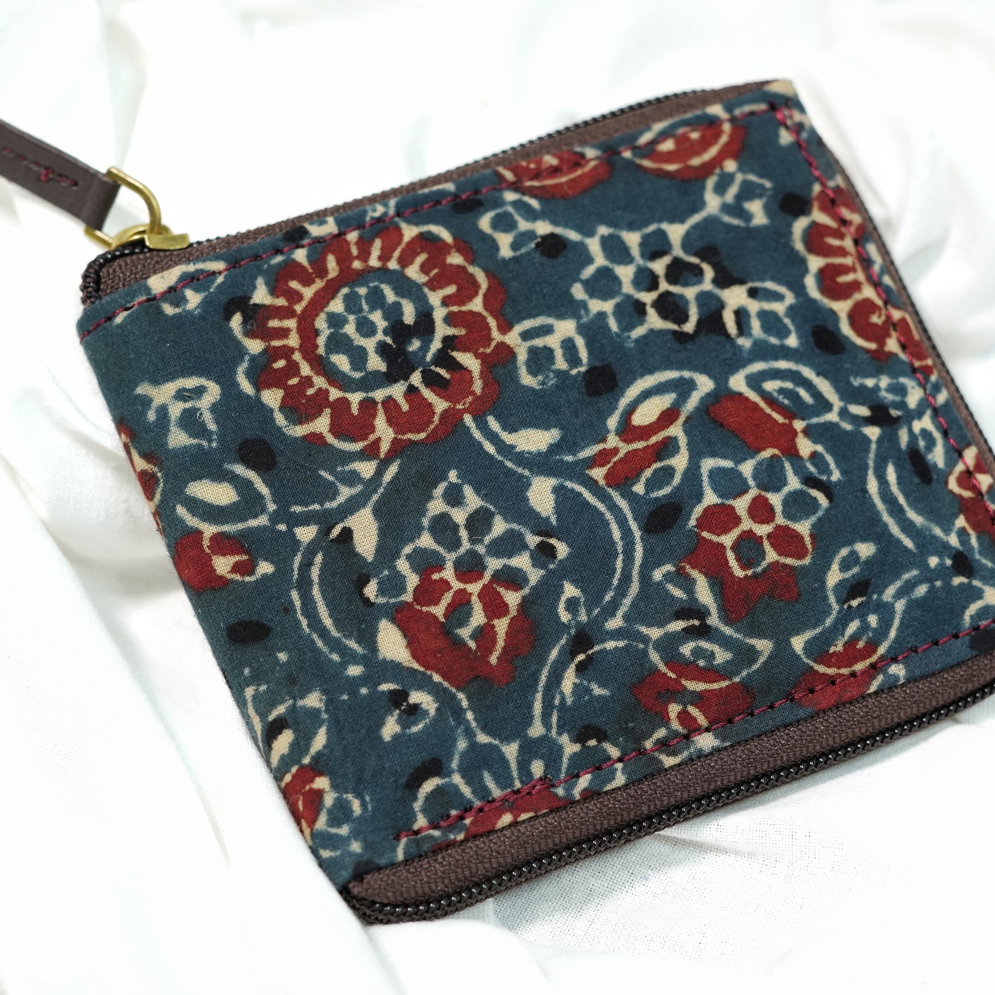 Ajrakh Square Wallet Blue