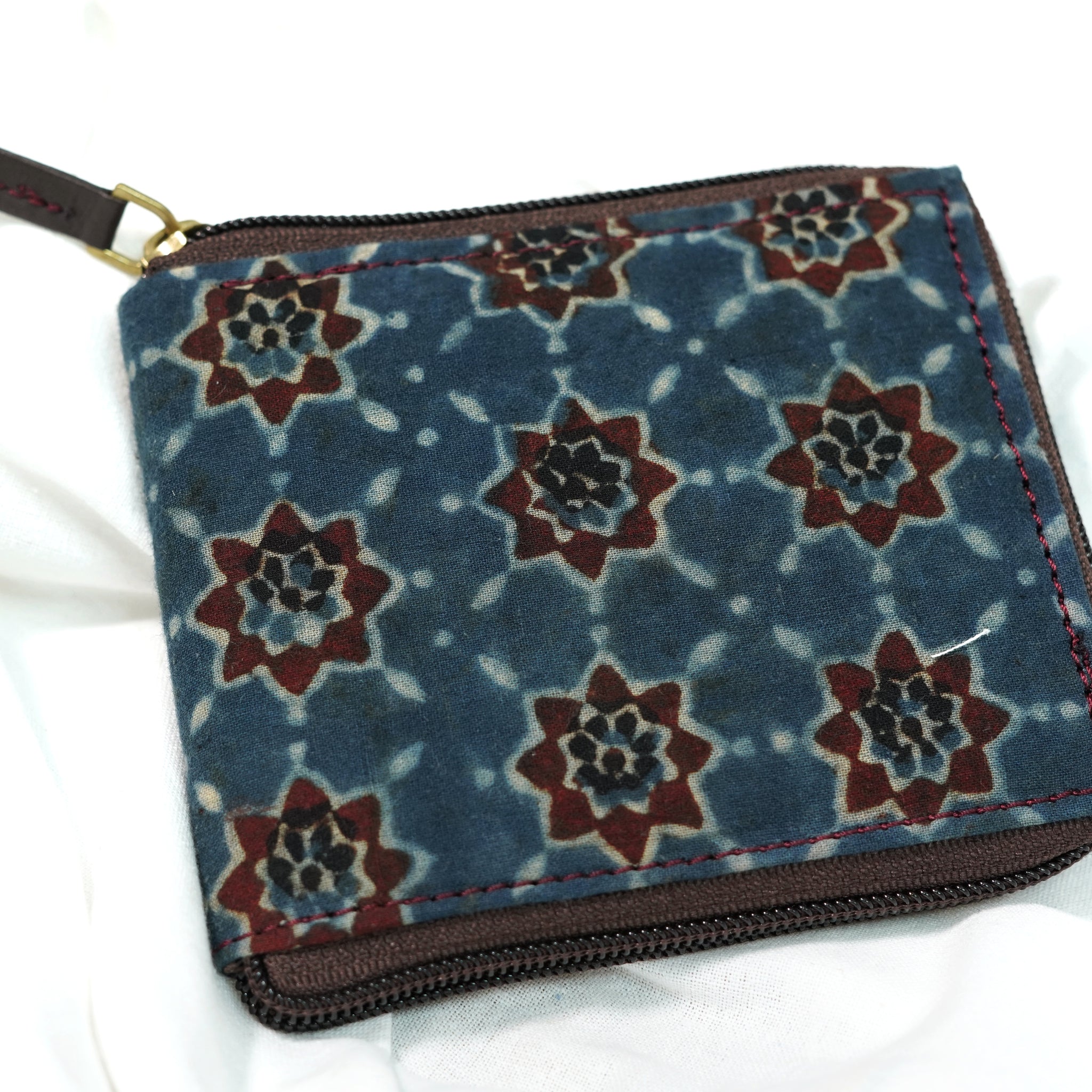 Ajrakh Square Wallet Blue