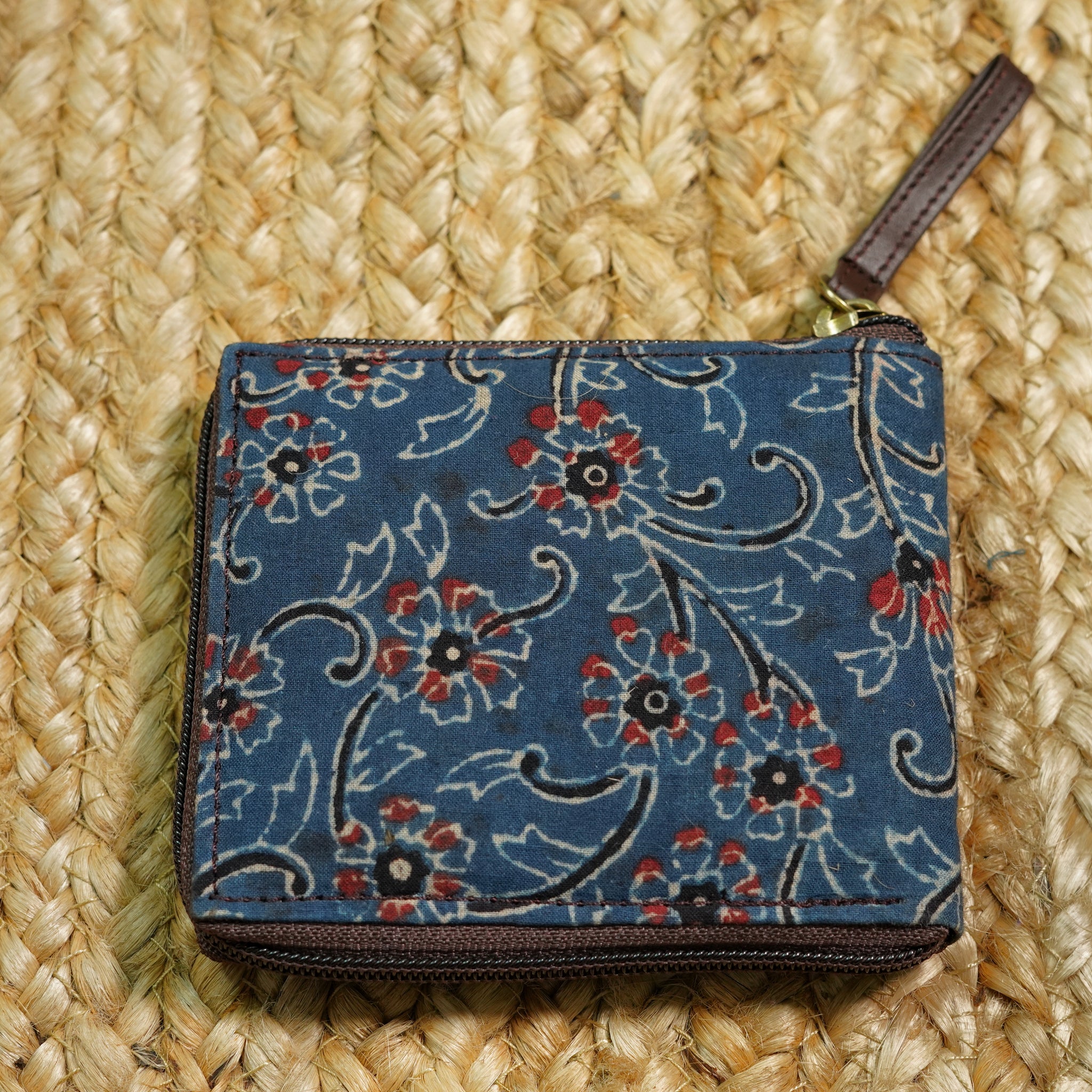 Ajrakh Square Wallet Blue