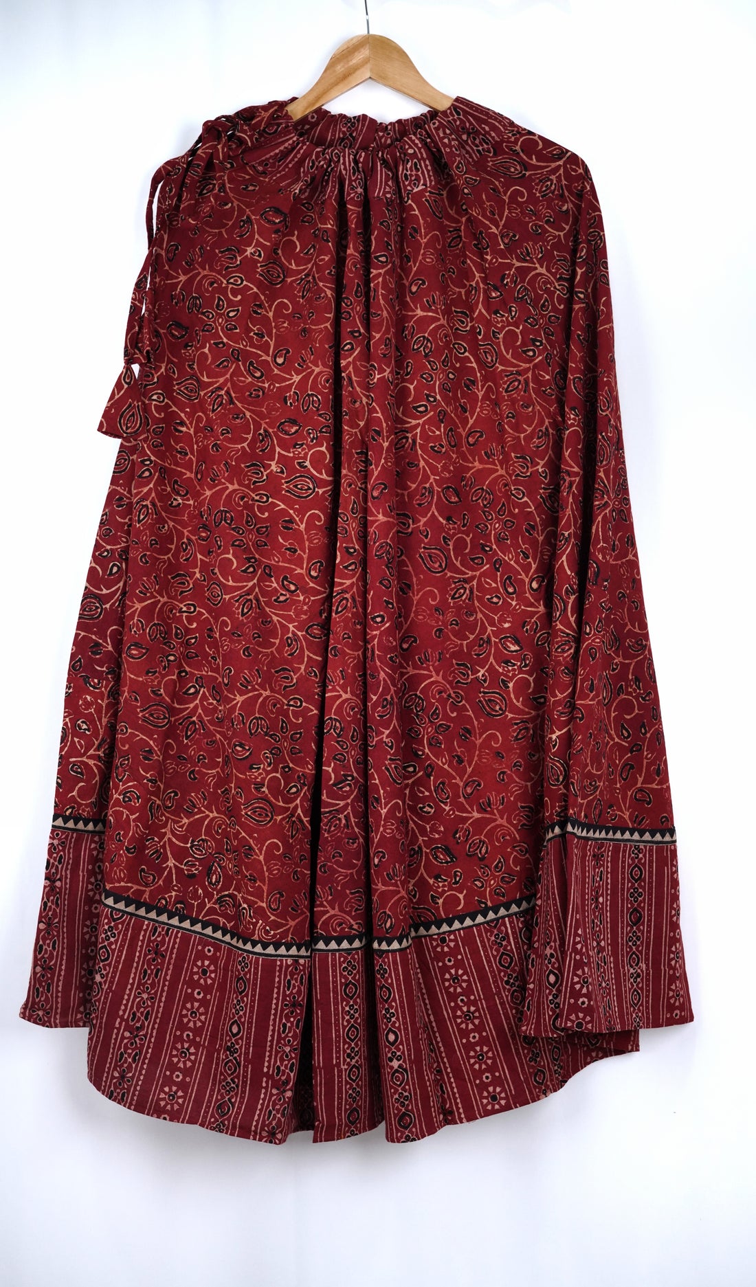 Wine Red Ajrakh Cotton Skirt