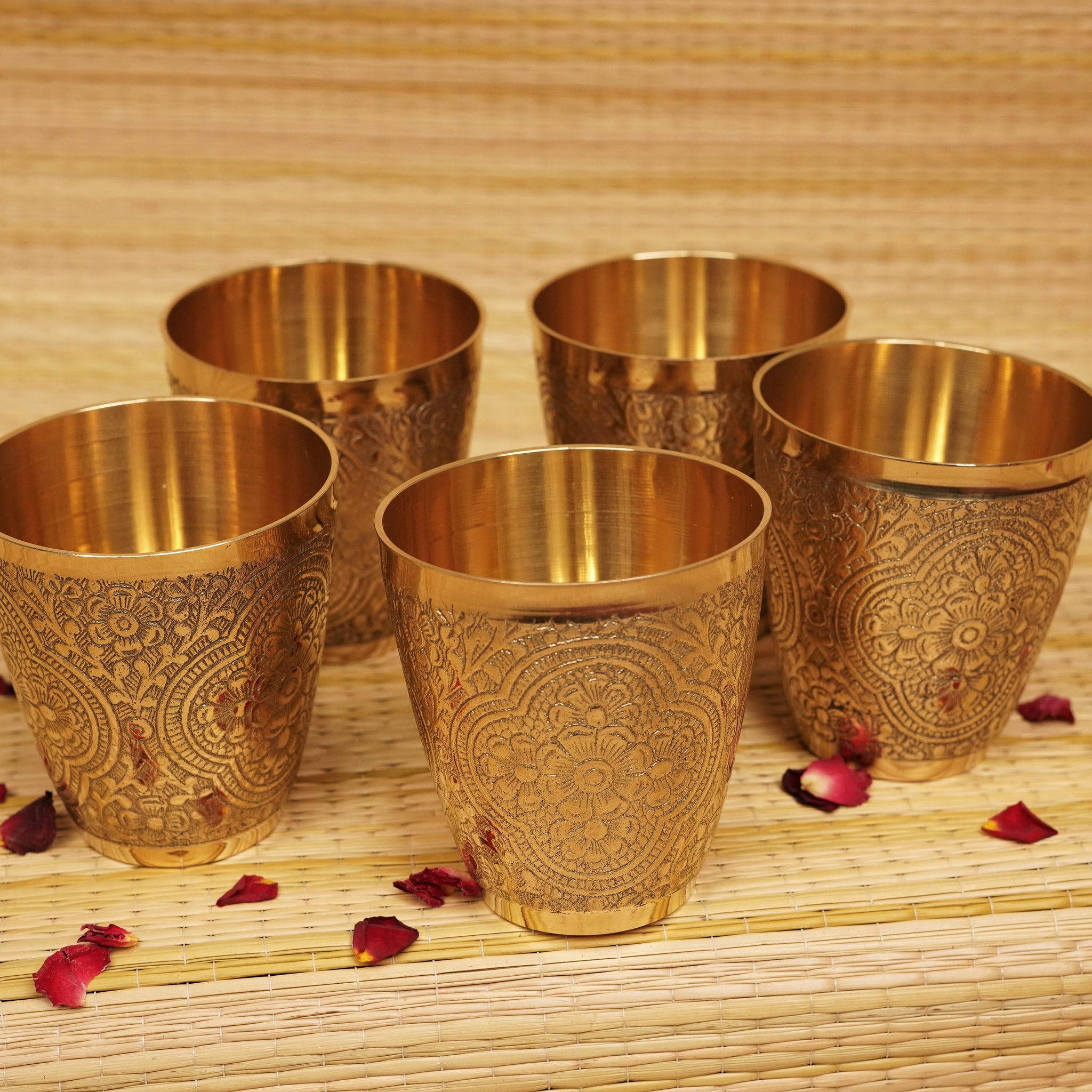 Hand Engraved Brass Tumblers