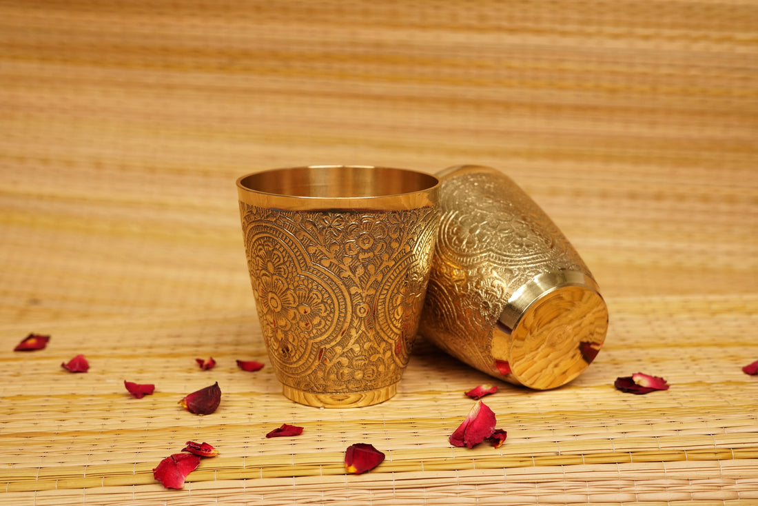 Hand Engraved Brass Tumblers