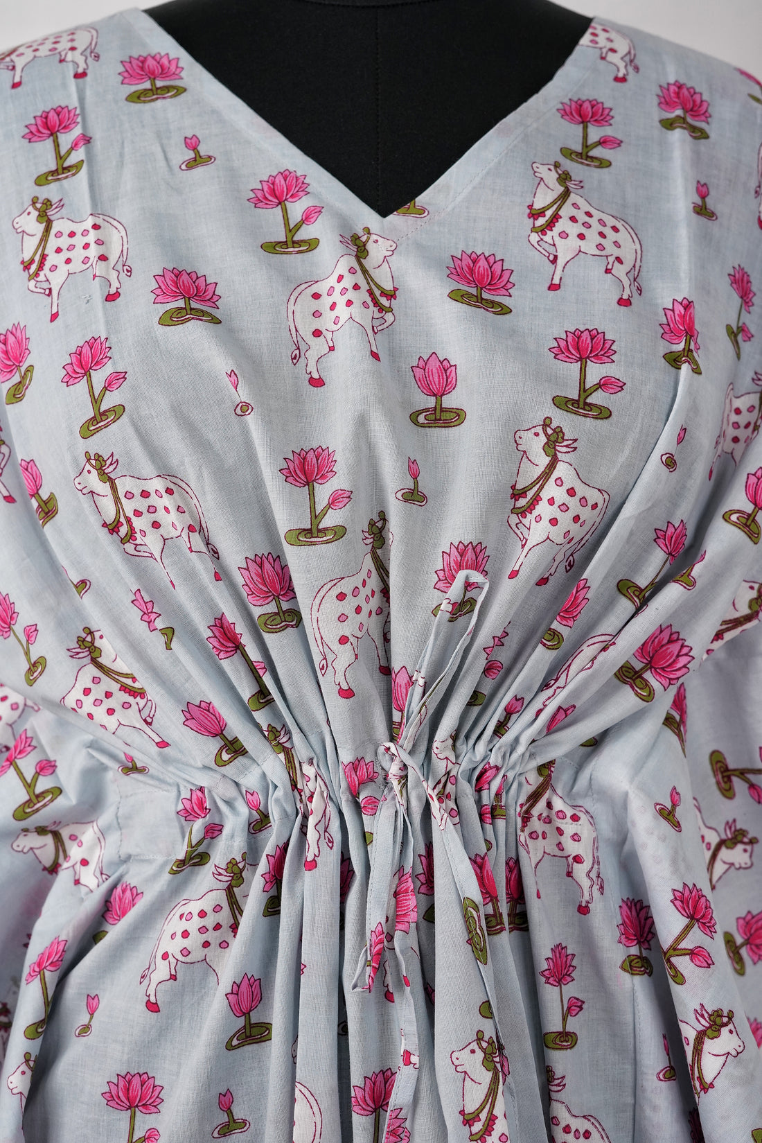 Saila Printed Cotton Long Kaftan