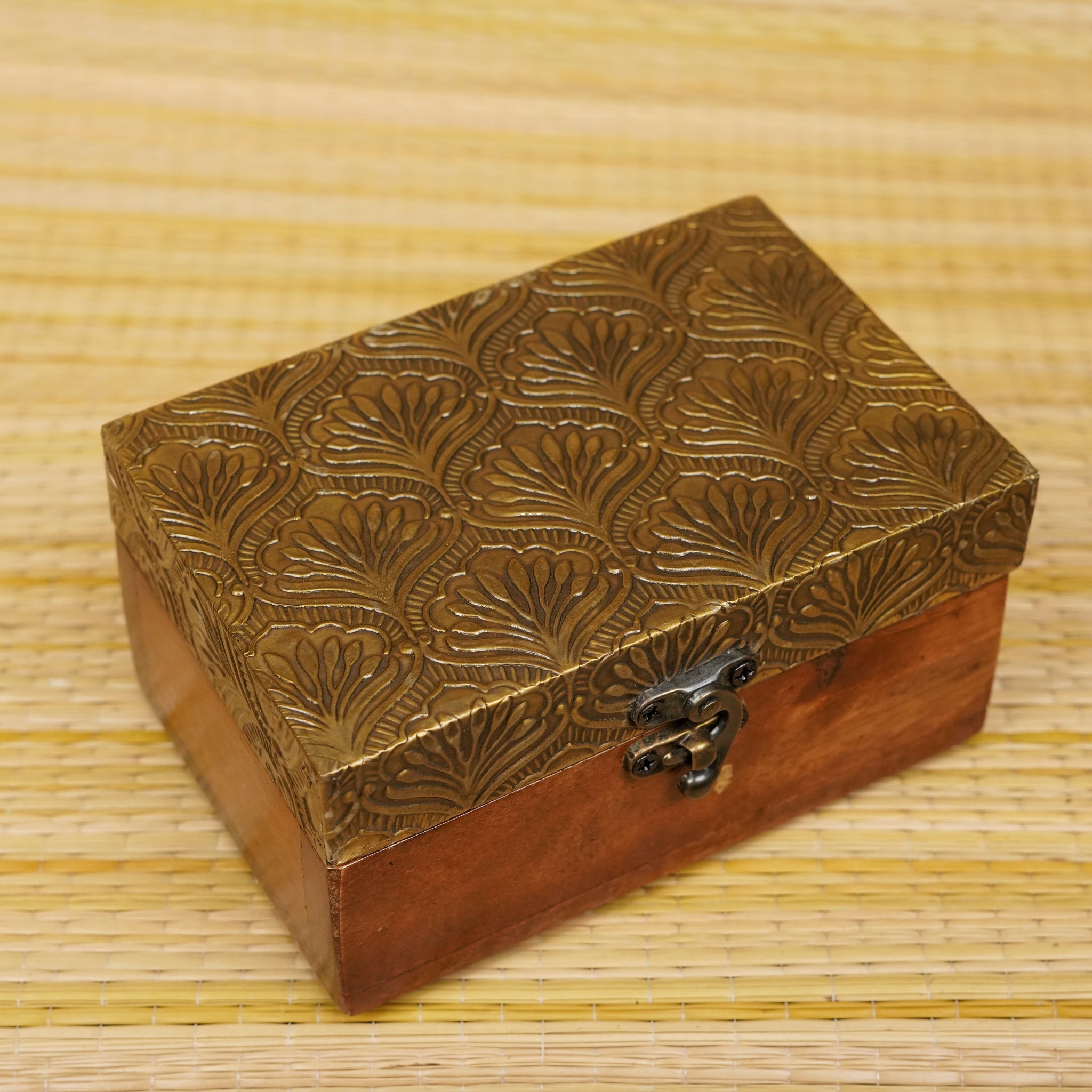 Wooden Jewellery Box with Brass Emboss 4*6inch