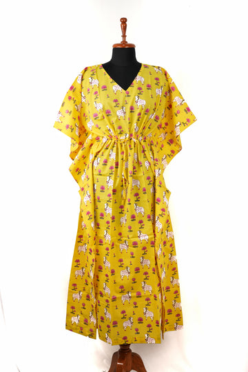Tara Printed Cotton Long Kaftan