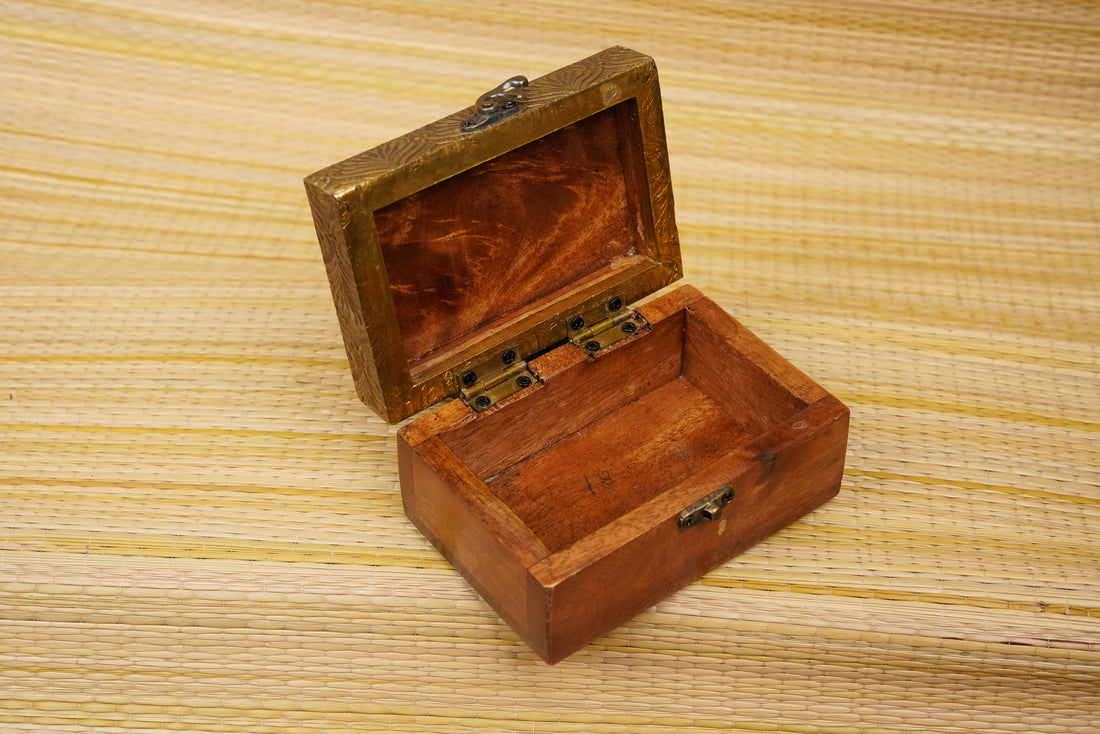 Wooden Jewellery Box with Brass Emboss 4*6inch