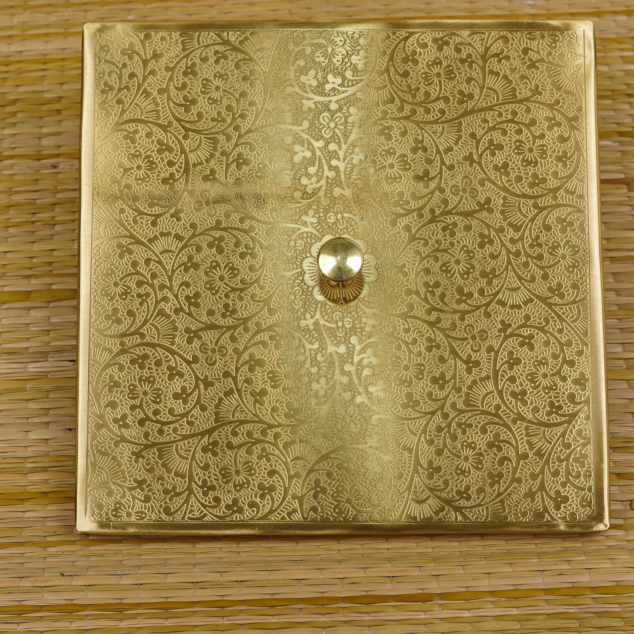 Brass Spice Masala Box Square With 9 Containers