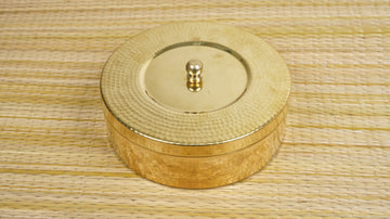 Brass Masala Box – Glossy Hammered Design (7 Inch, Heavy) With 7 Containers