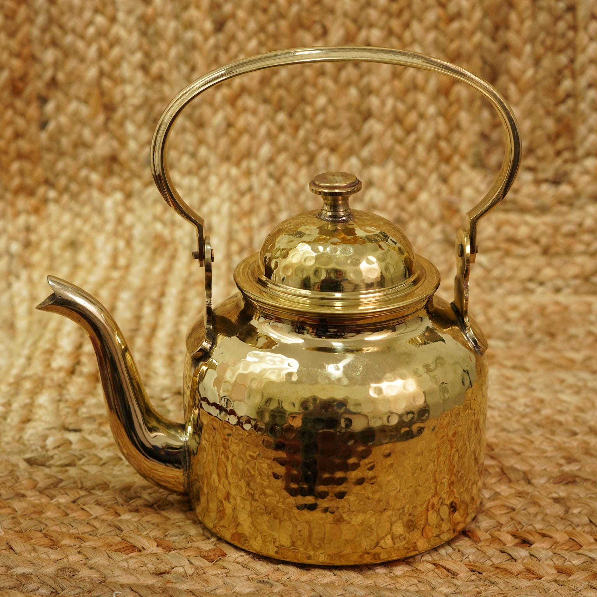 Hammered Brass Tea Kettle Matt Finish With Tin Coating