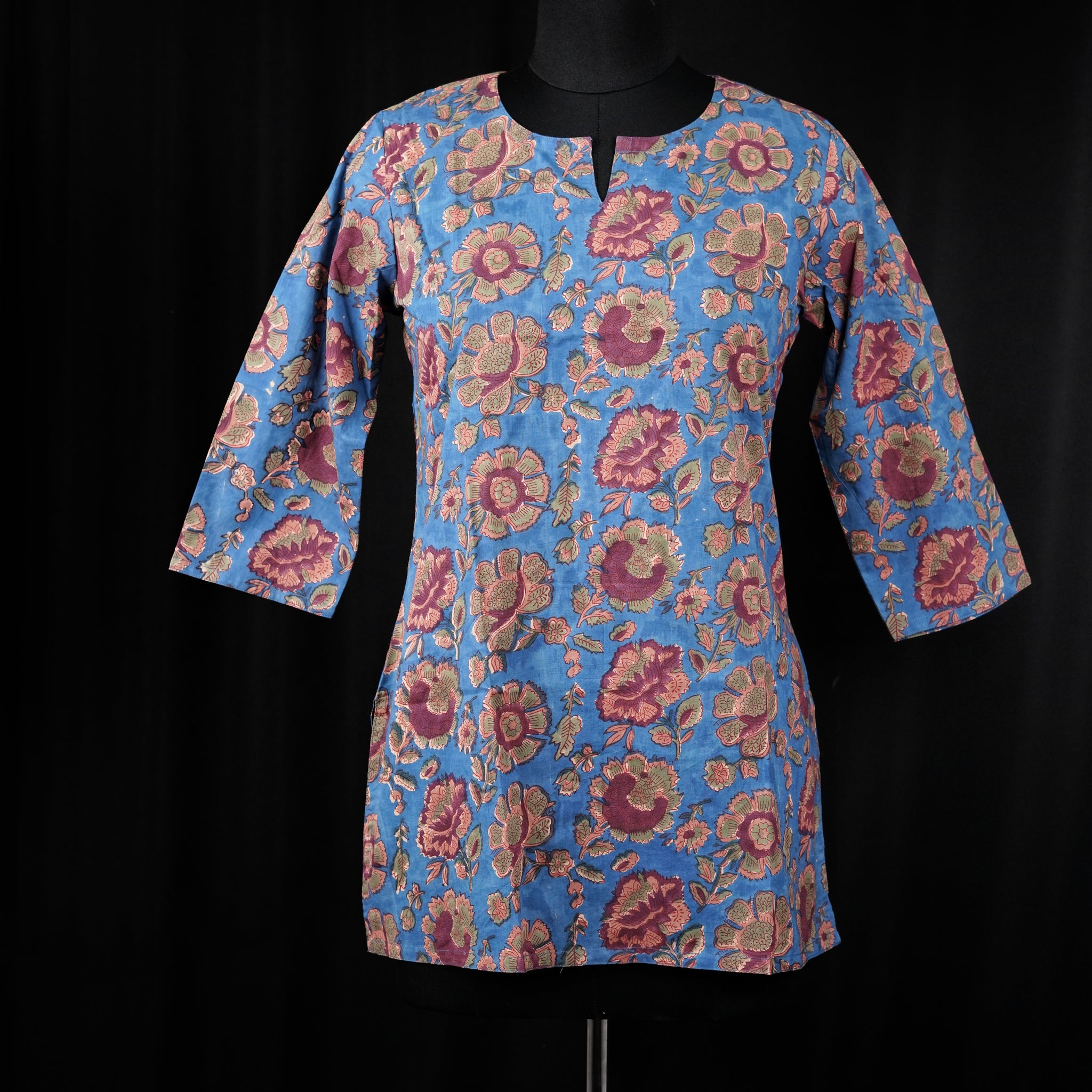 Firosa Hand BlockPrint Cotton Short Kurti