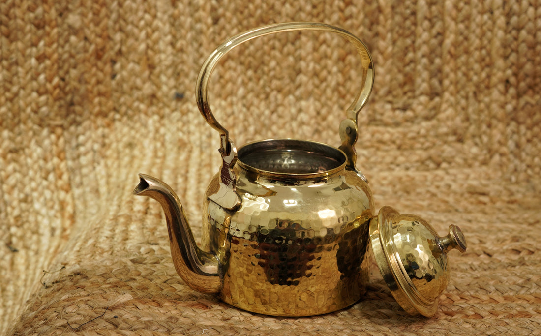 Hammered Brass Tea Kettle Matt Finish With Tin Coating