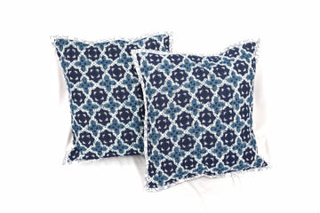 Raniya Quilted Cushion Cover Mul Cotton Indigo