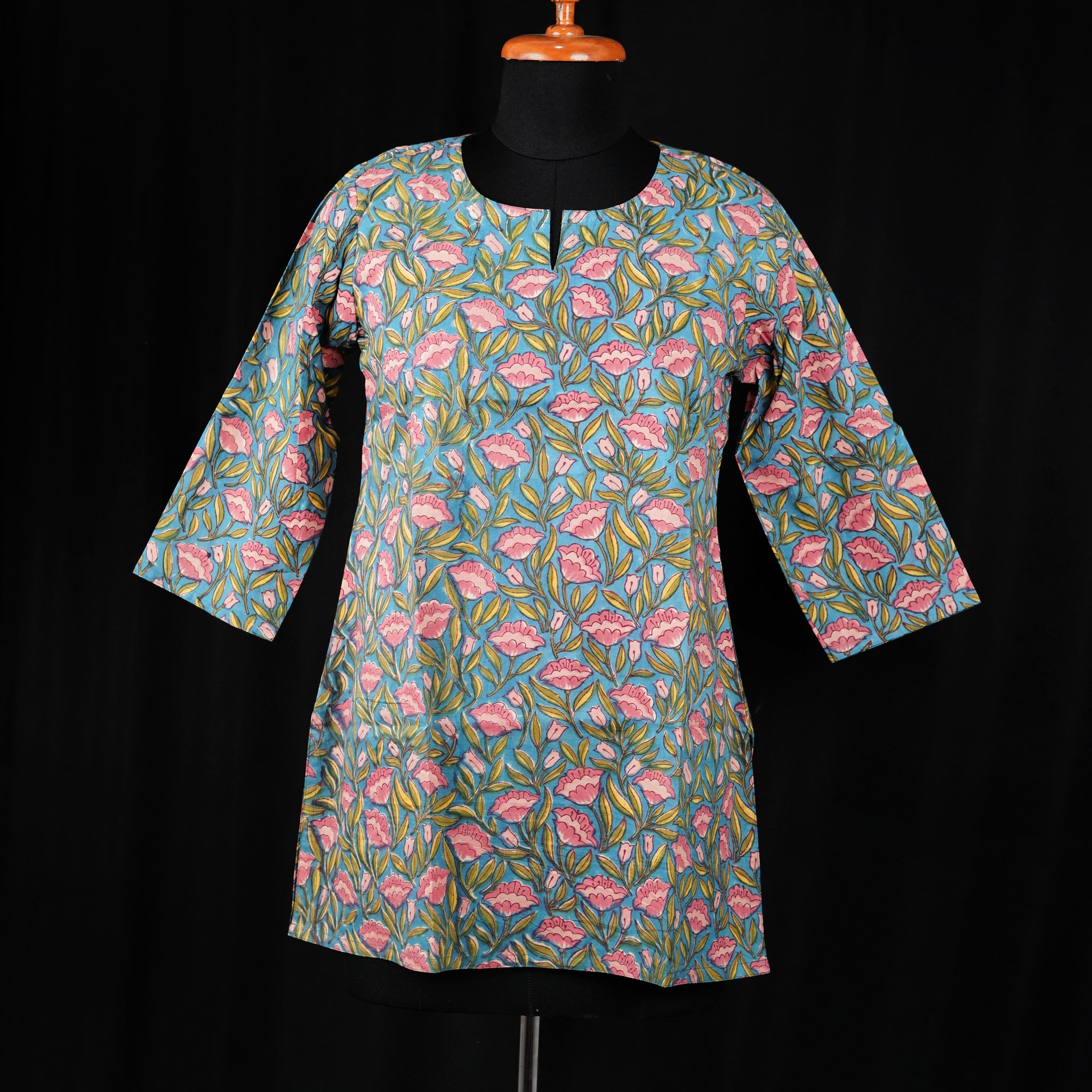 Nami Hand BlockPrint Cotton Short Kurti