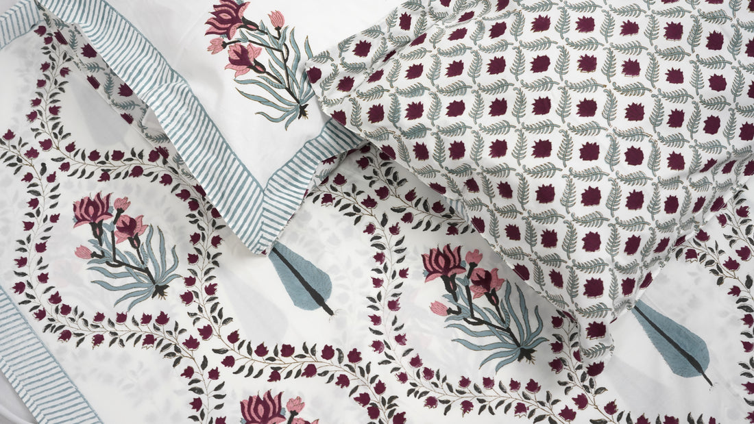 Jyotira Queen Size Bedsheet - Cotton Hand Block Print