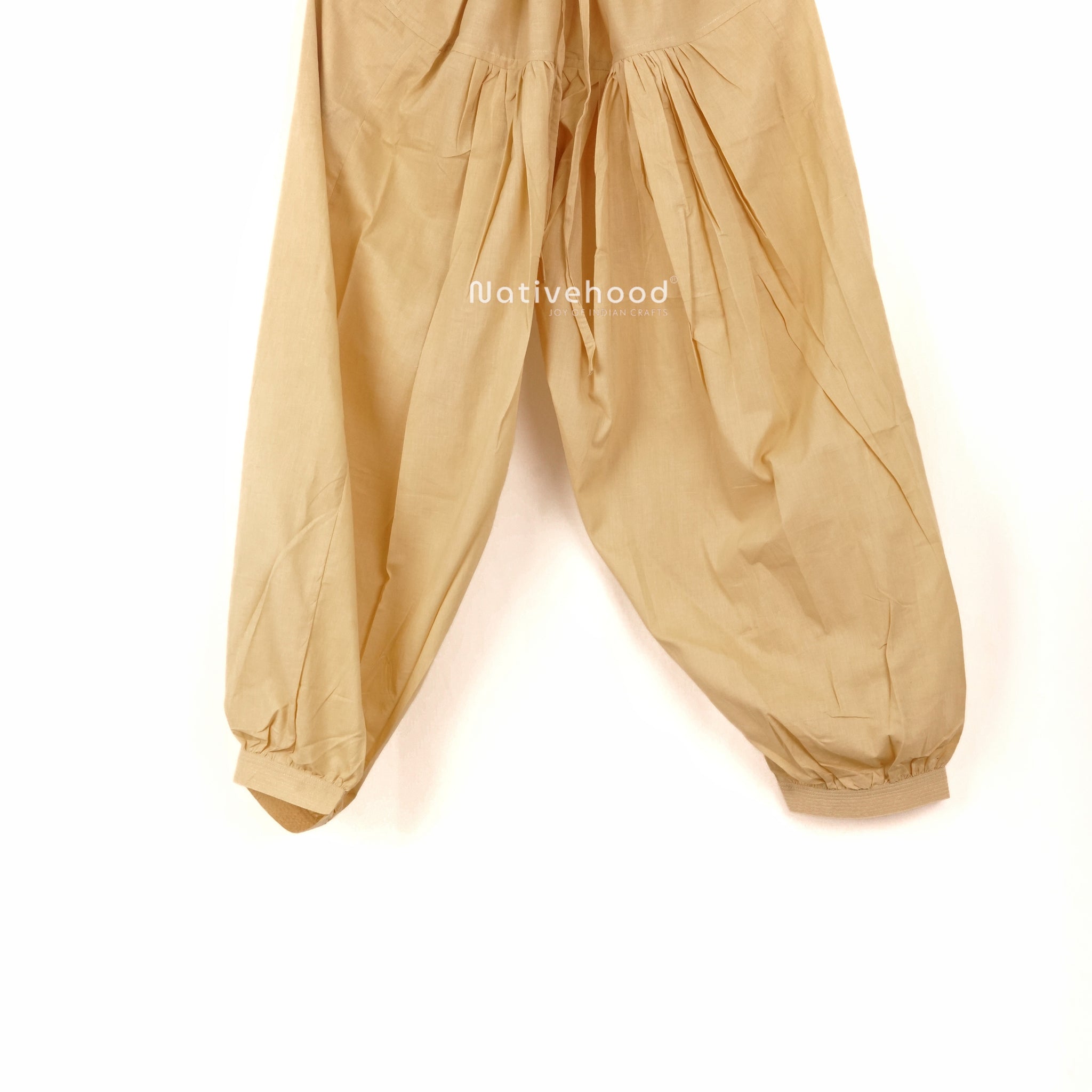 Indiya Pure Cotton Kurta Salwar Pant With Gathering In Bottom Beige
