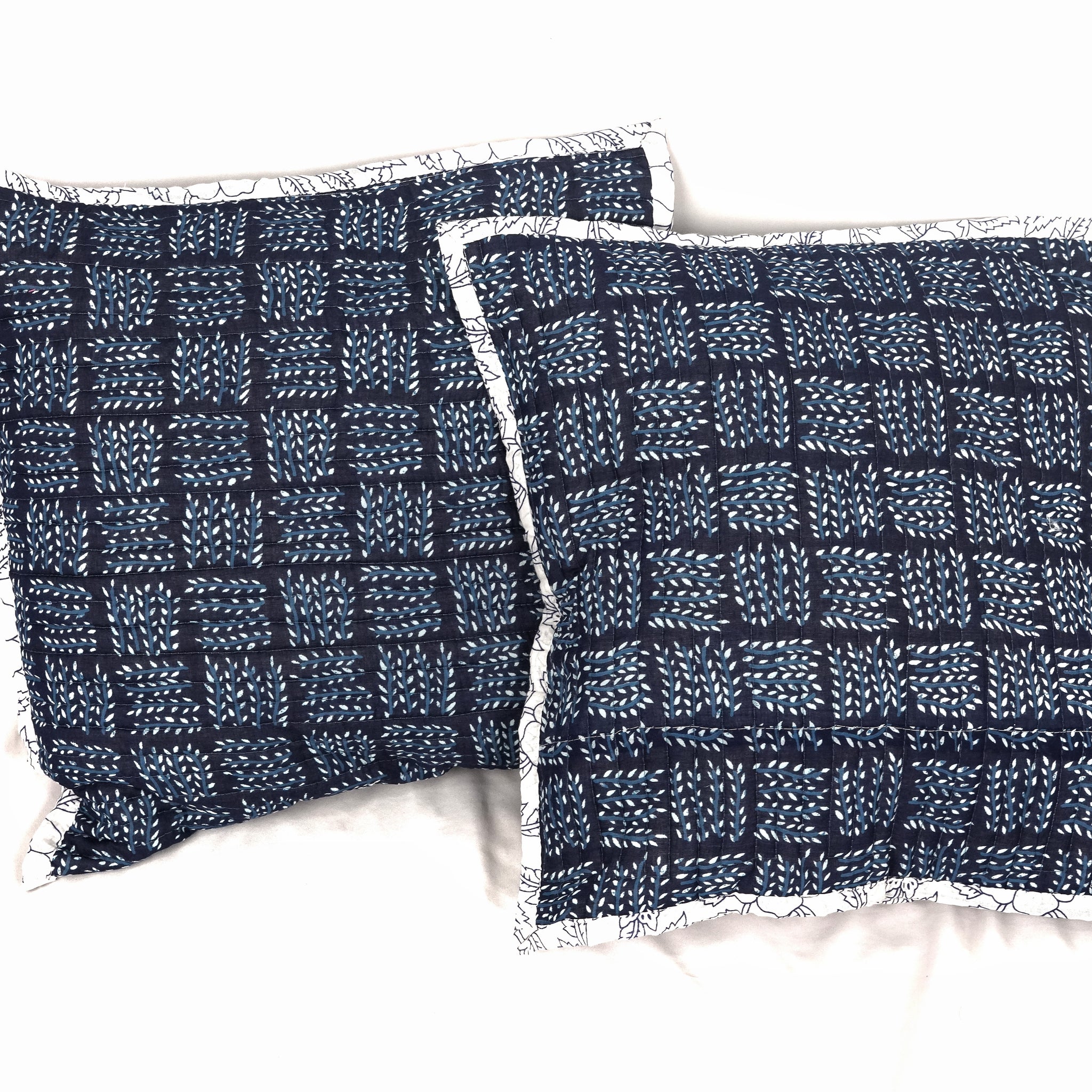 Meharin Quilted Cushion Cover Mul Cotton Indigo