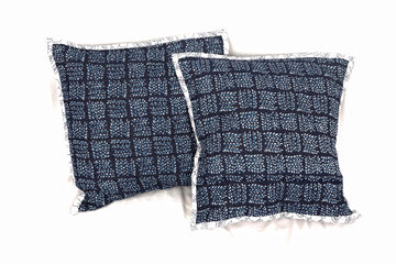 Meharin Quilted Cushion Cover Mul Cotton Indigo