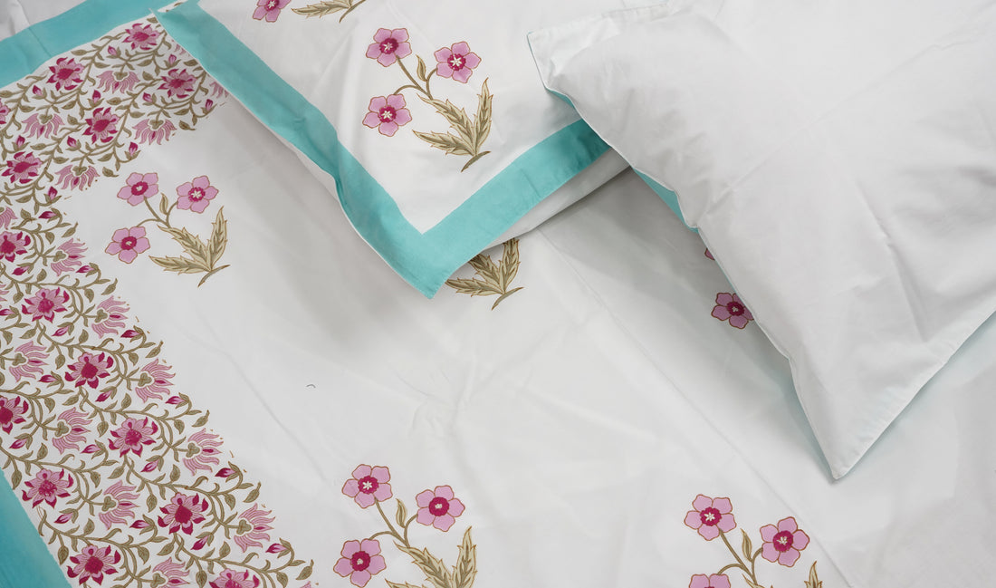 Kusum Queen Size Bedsheet - Cotton Hand Block Print