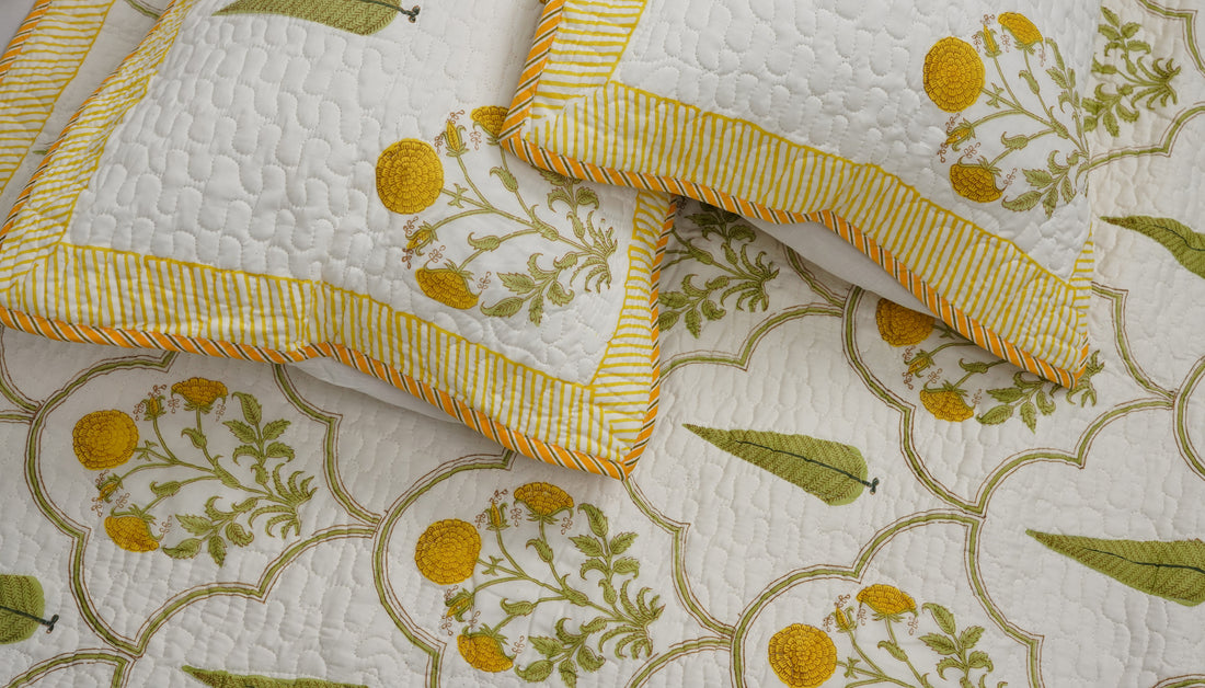 Chakraani Quilted Bedcover - Hand Block Print