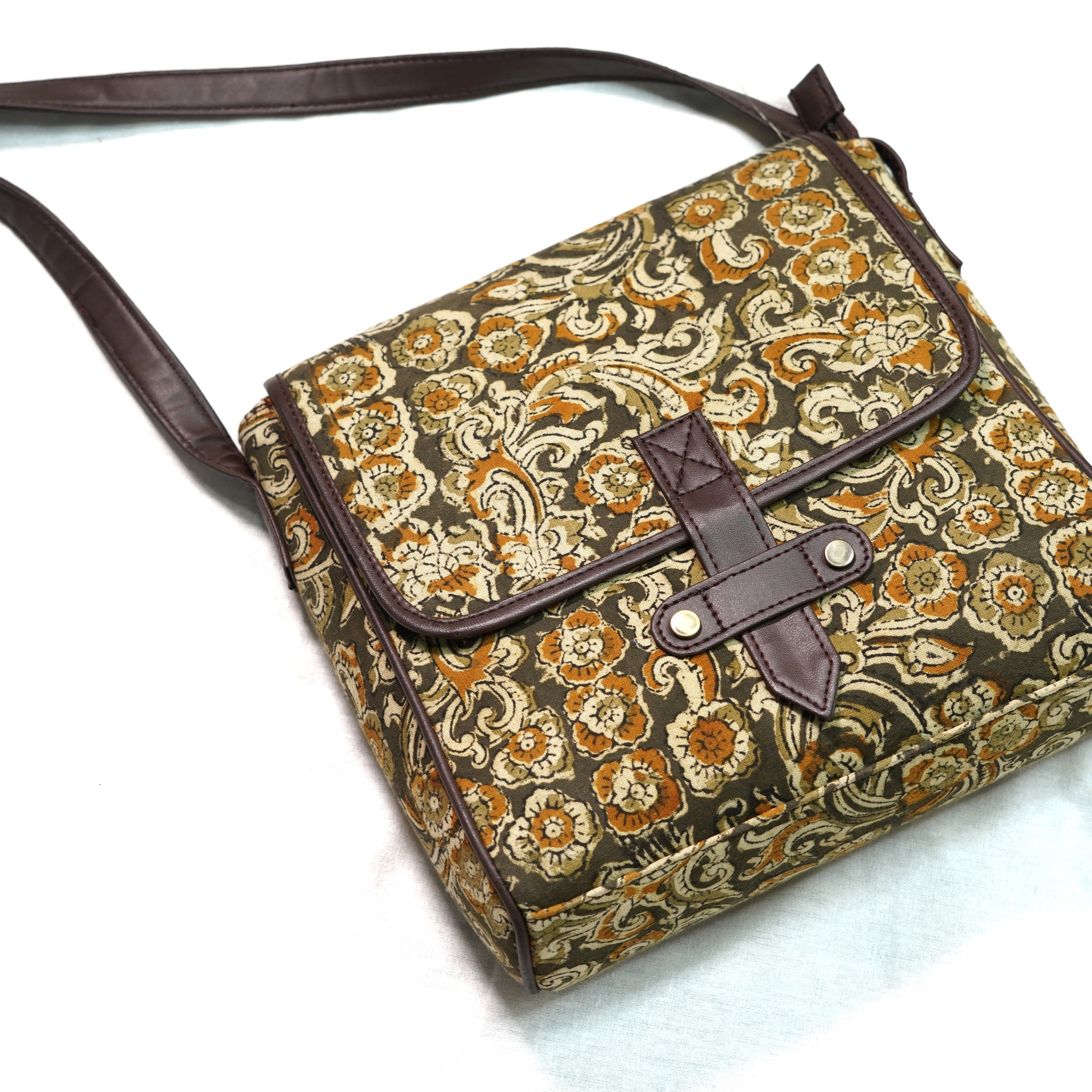Mustard Print Flap Sling Bag