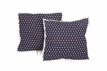 Kamal Quilted Cushion Cover Mul Cotton Indigo