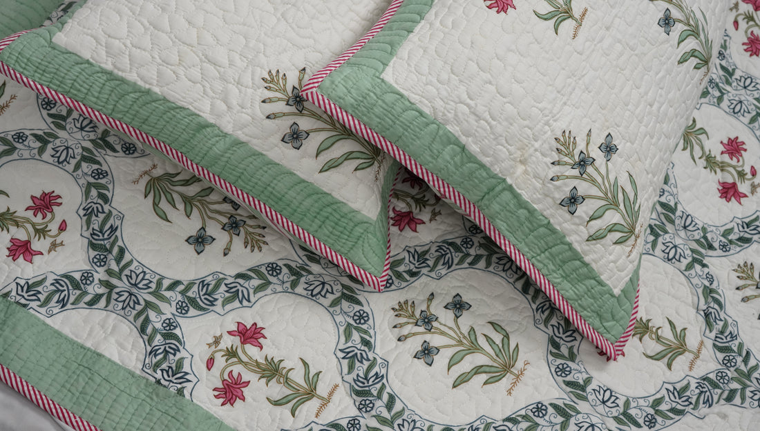 Mugdha Quilted Bedcover - Hand Block Print