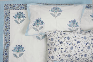 Tehzeeb Queen Size Bedsheet - Cotton Hand Block Print