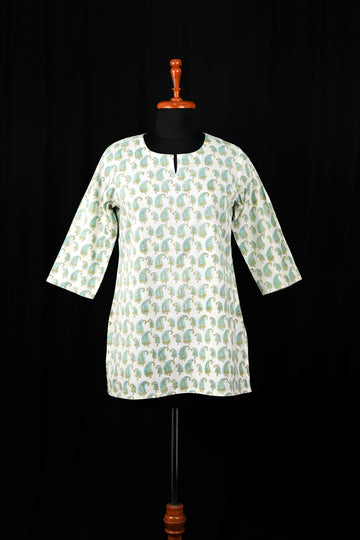 Alika Hand BlockPrint Cotton Short Kurti